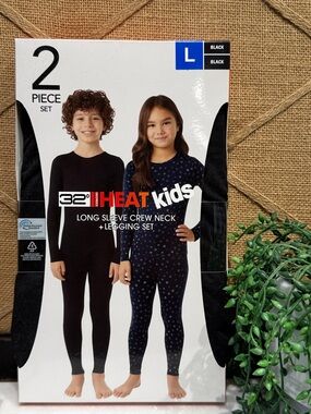 32 Degrees Kids Black Long Sleeve Crew Neck + Legging Set